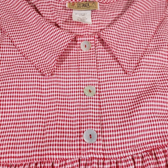 Vintage Red Gingham Plaid Midi Dress by Sostanza Size XL - Picture 3 of 9